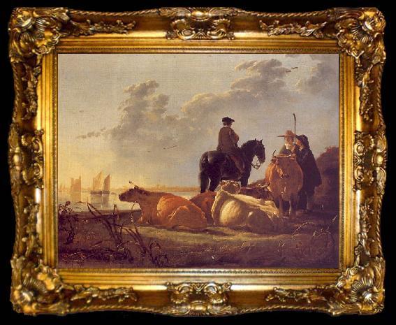 framed  Aelbert Cuyp Cattle with Horseman and Peasants, ta009-2